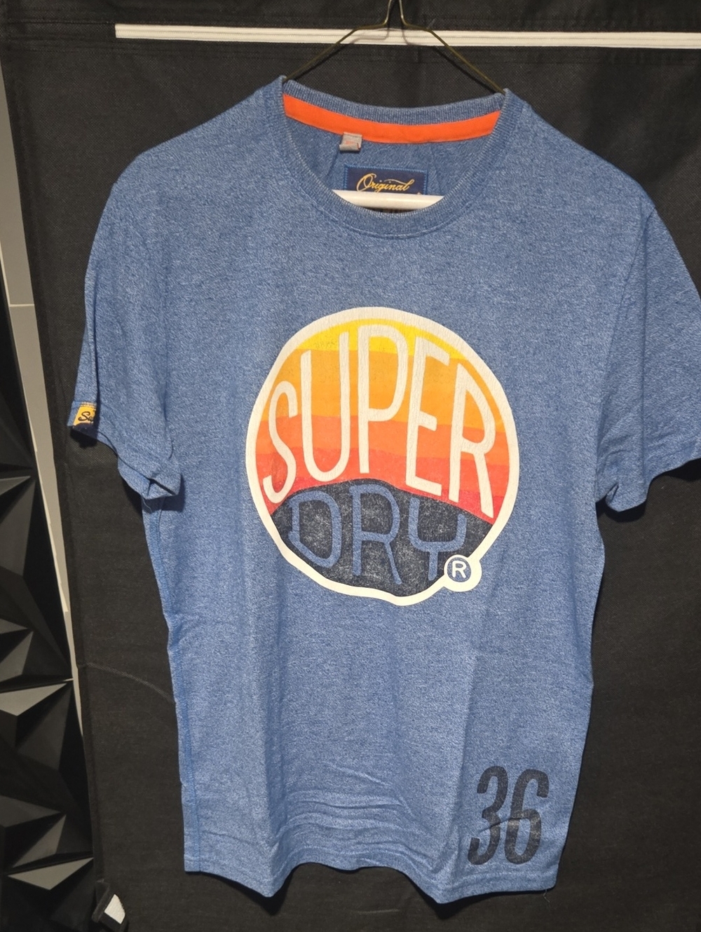 Superdry Blue Tee with Multicolor Sunset Logo